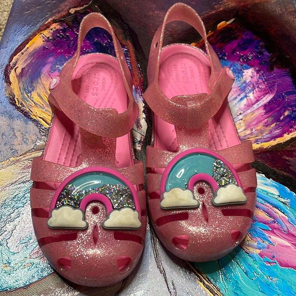 CROCS rainbow embellished sandals